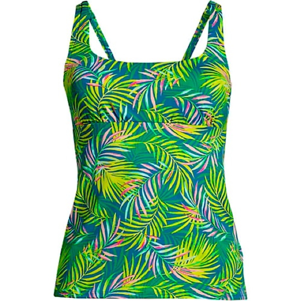 Lands End Square Neck Tankini Top 16W Long
